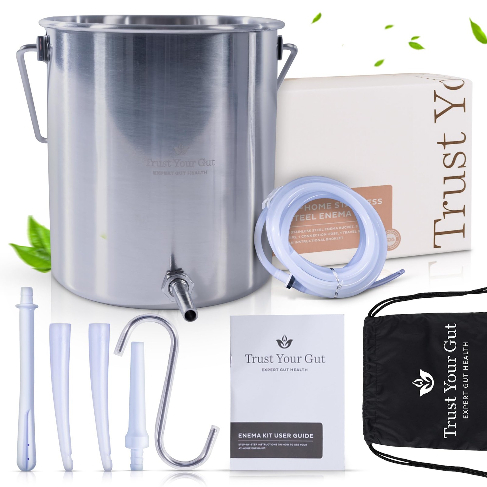 Stainless Steel 2 Qt Enema Bucket Kit Home Colon Cleanse Detox Reusable Hygienic