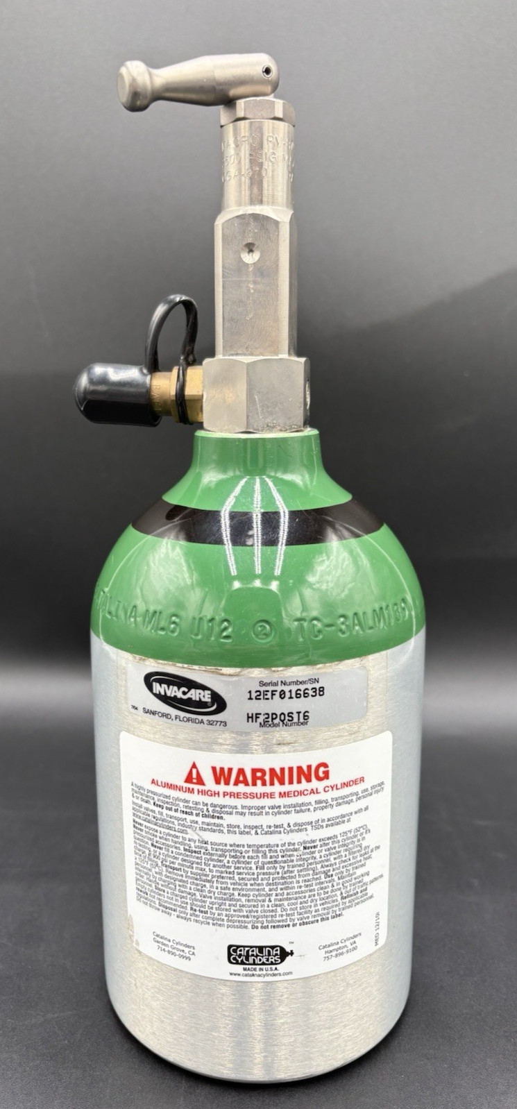 Invacare HomeFill Portable Post Valve Cylinder HF2POST6 Empty ML6 Free Shipping