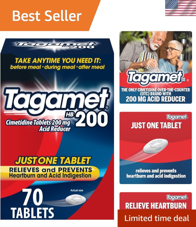 Tagamet HB 200 mg Cimetidine Acid Reducer and Heartburn 70 Count (Pack of 1)