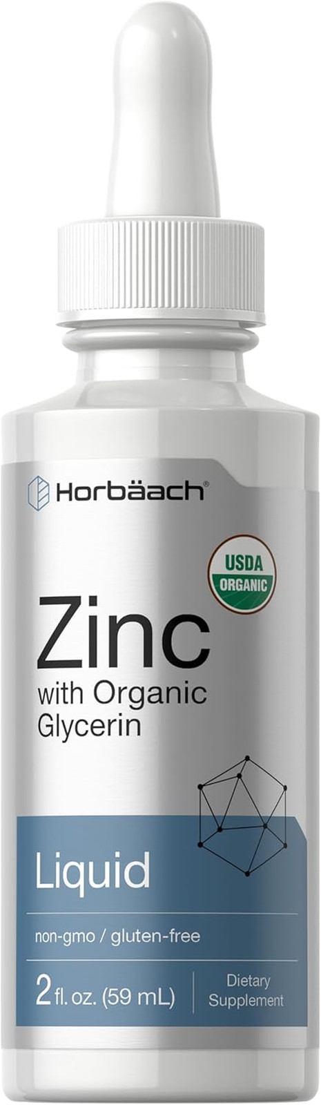 Zinc líquido en gotas 2 oz con glicerina orgánica suplemento vegetal sin GMO ni