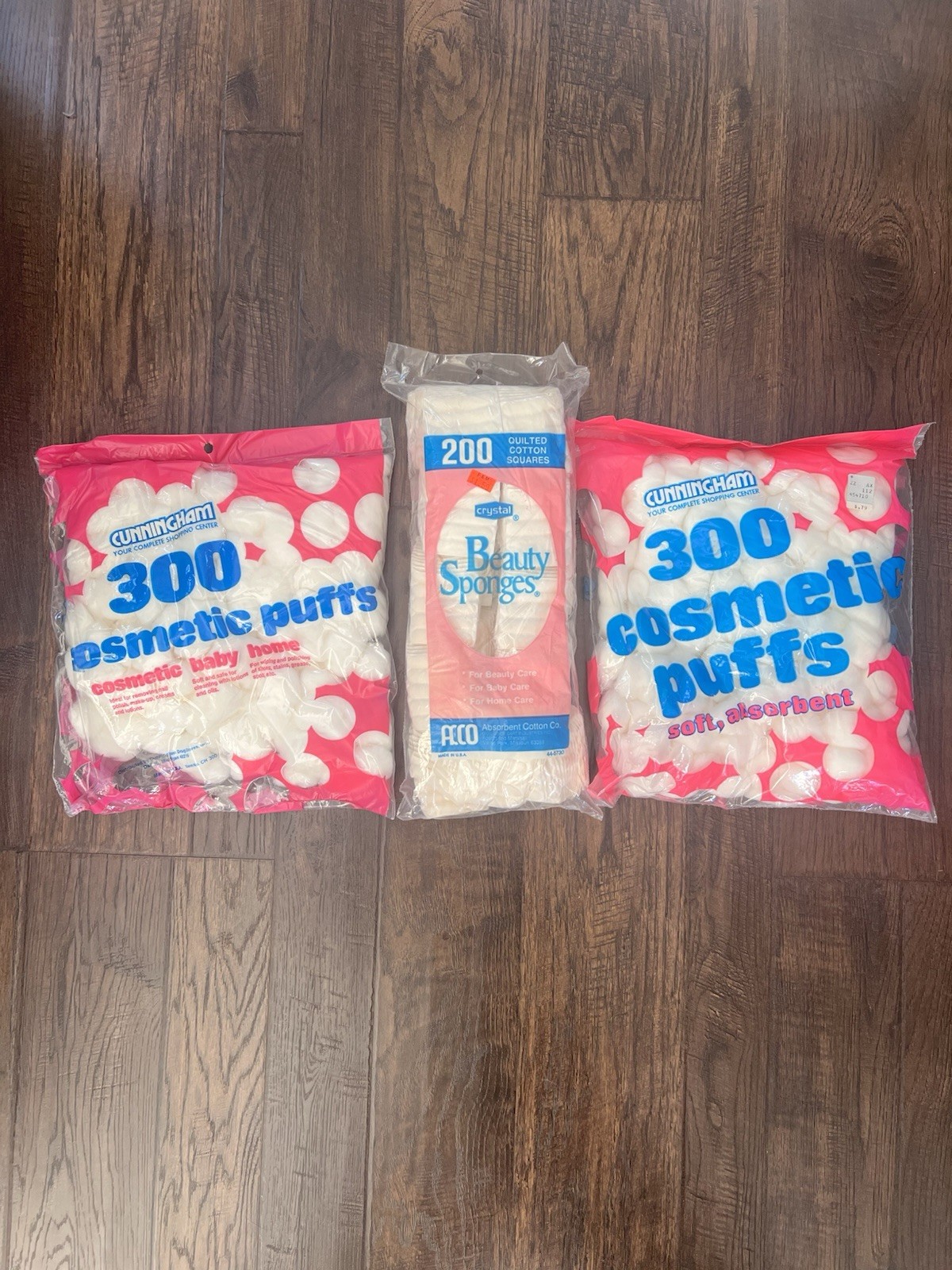 VTG Lot Cotton Balls 600 Total Count Plus 200 Squares 1980s USA Cosmetic Baby
