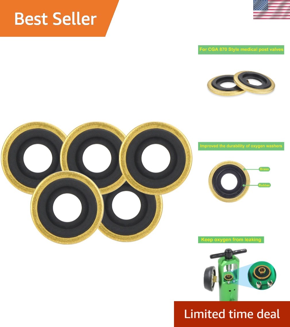 Oxygen Yoke Washer Set of 5 – Durable Brass O-Rings for Long-Lasting Use