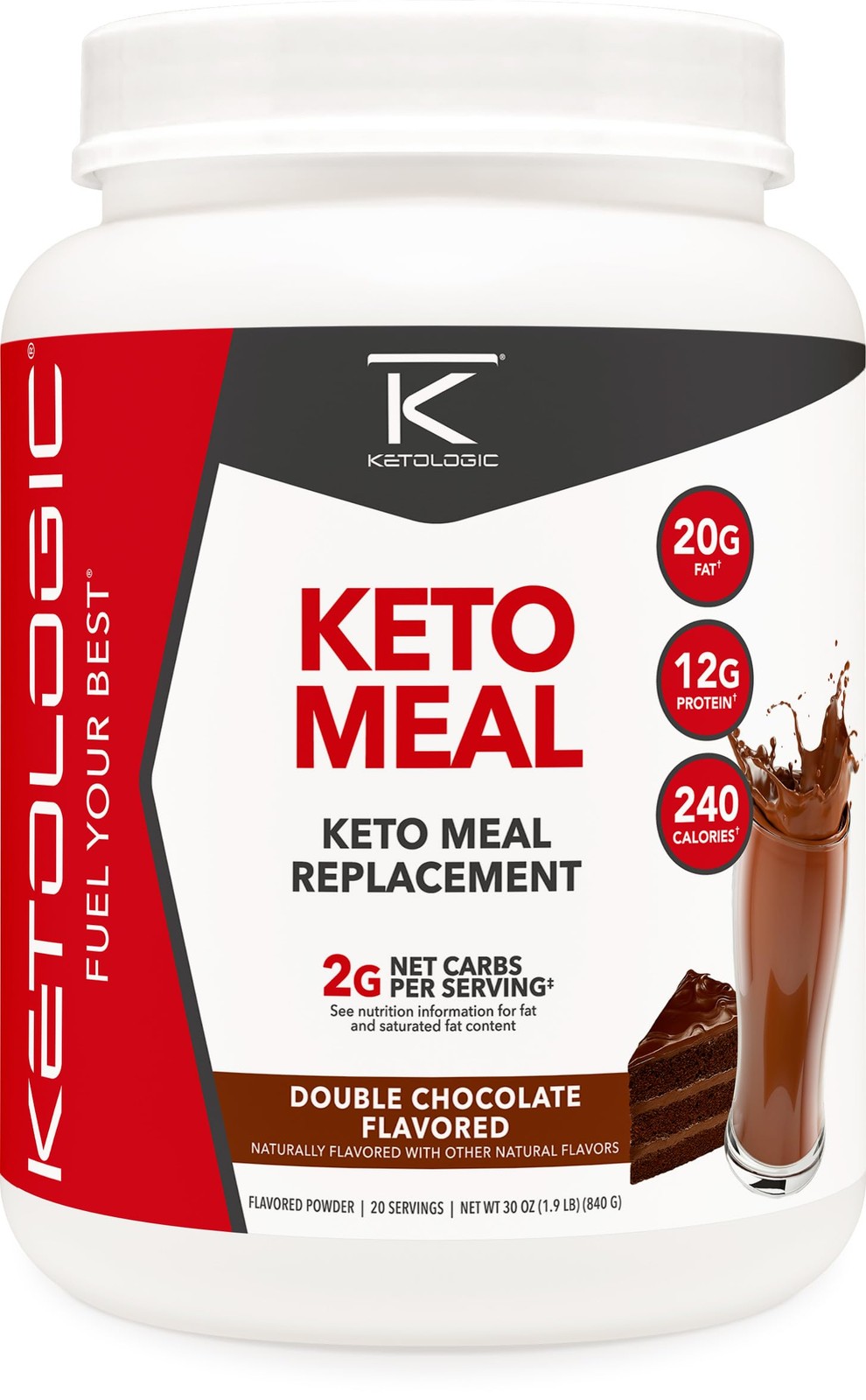 Meal Replacement Shake Powder Keto MCT Oil Grass Fed Whey Chocolate KetoLogic
