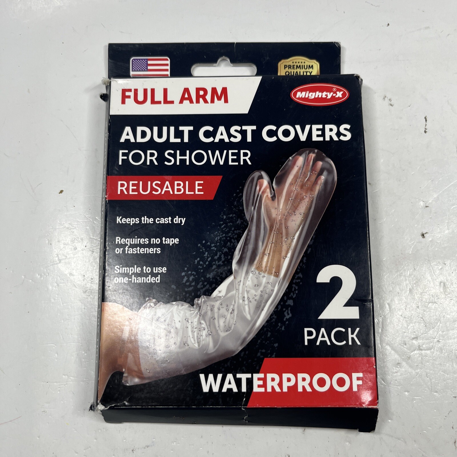 Mighty-X Full Arm Adult Cast Covers For Shower Reusable Waterproof (1) 2pk
