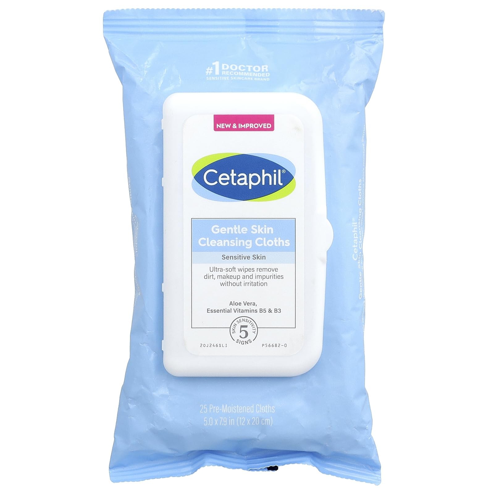 Cetaphil Gentle Skin Sensitive Cleansing Cloths 25 Count Blue