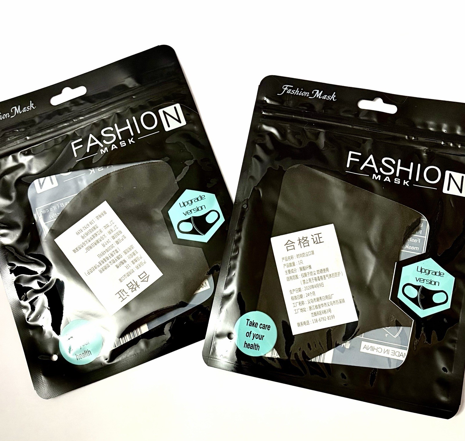 2x Fashion MASK Black Fabric Reusable Breathable Stylish Face Covering NEW