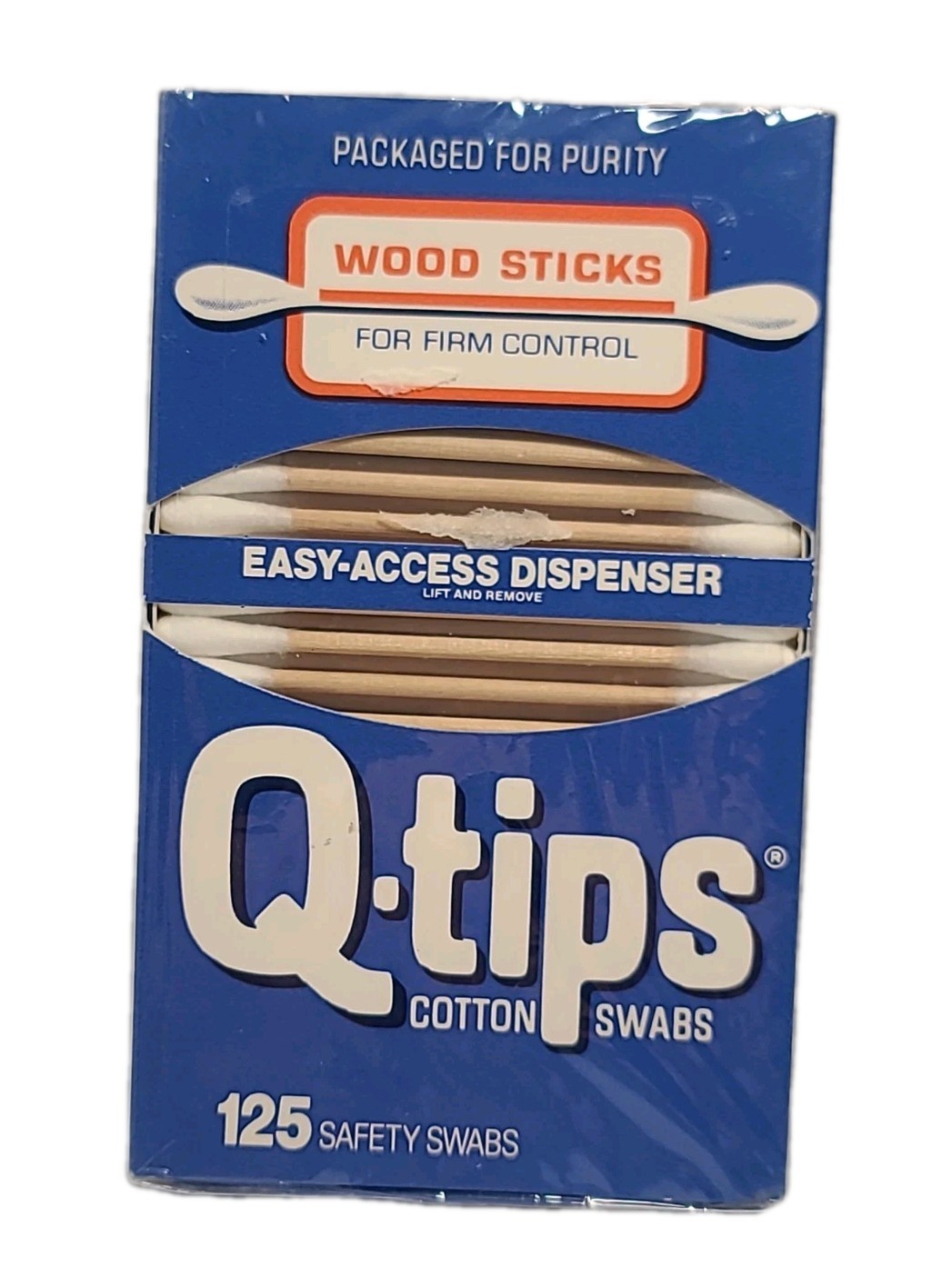 ( LOT OF 2 ) Vintage Q-TIPS • WOOD STICKS• 125 COTTON SWABS Each • SEALED Q-Tips