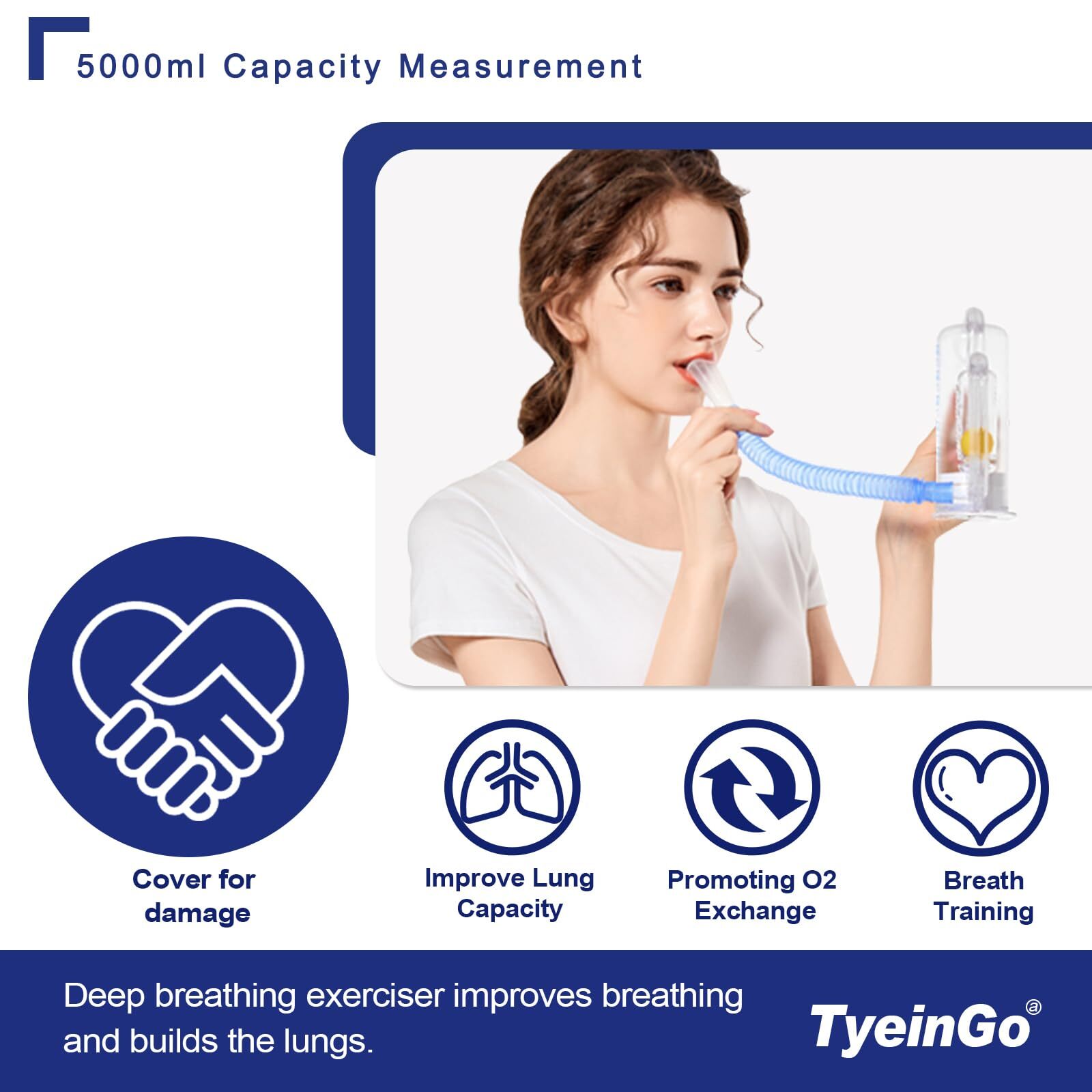 5000ml Lung Capacity Monitor with Flow Rate Indicator for Breathing Exercises