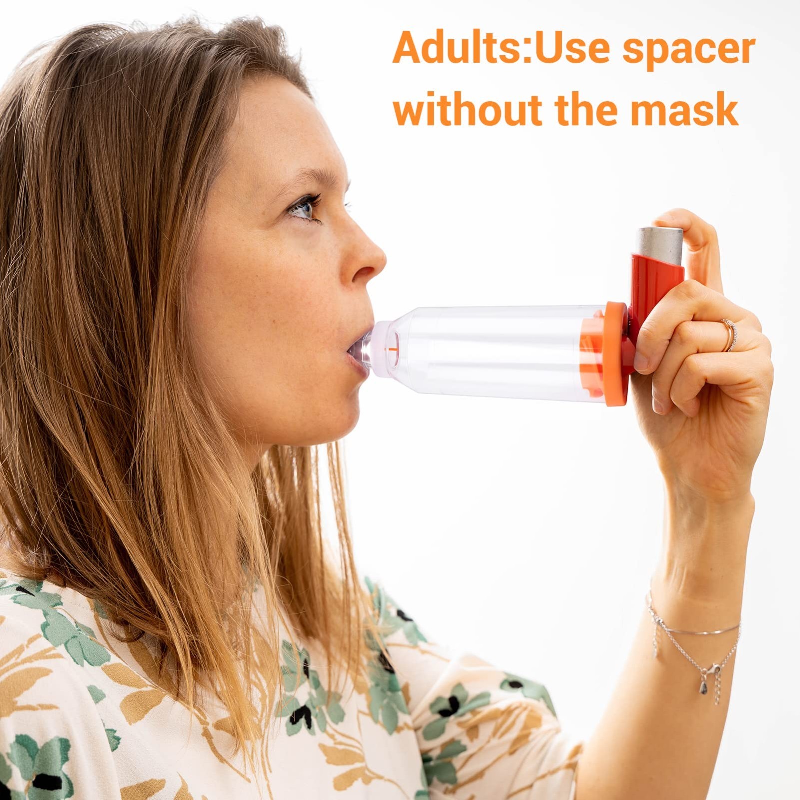 Portable Handheld Spacer Low Resistance Inhalation w/ Adult + Child Size 2 Masks