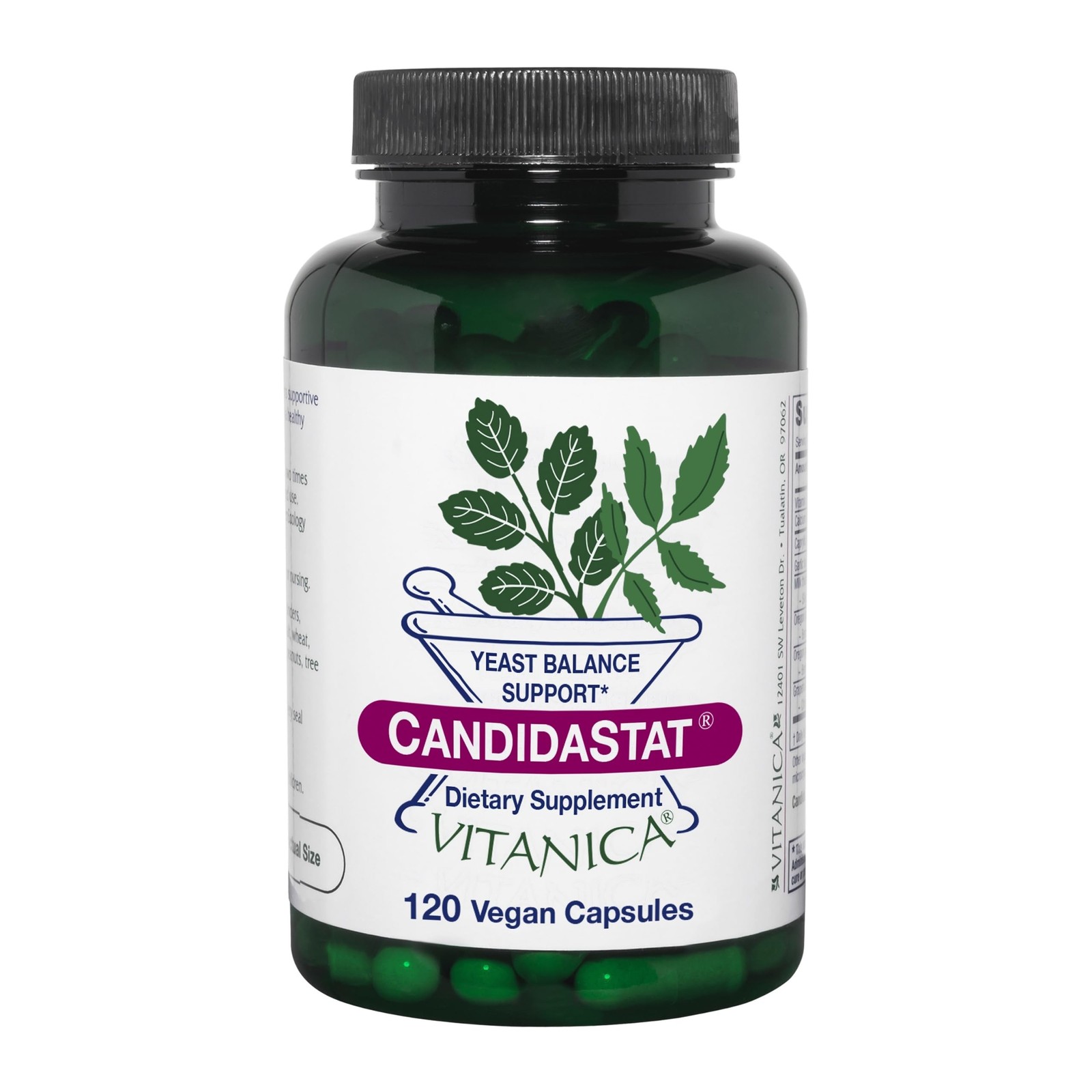 Yeast Balance Supplement 120 Capsules Vegan Candidastat Vitanica Support dietary