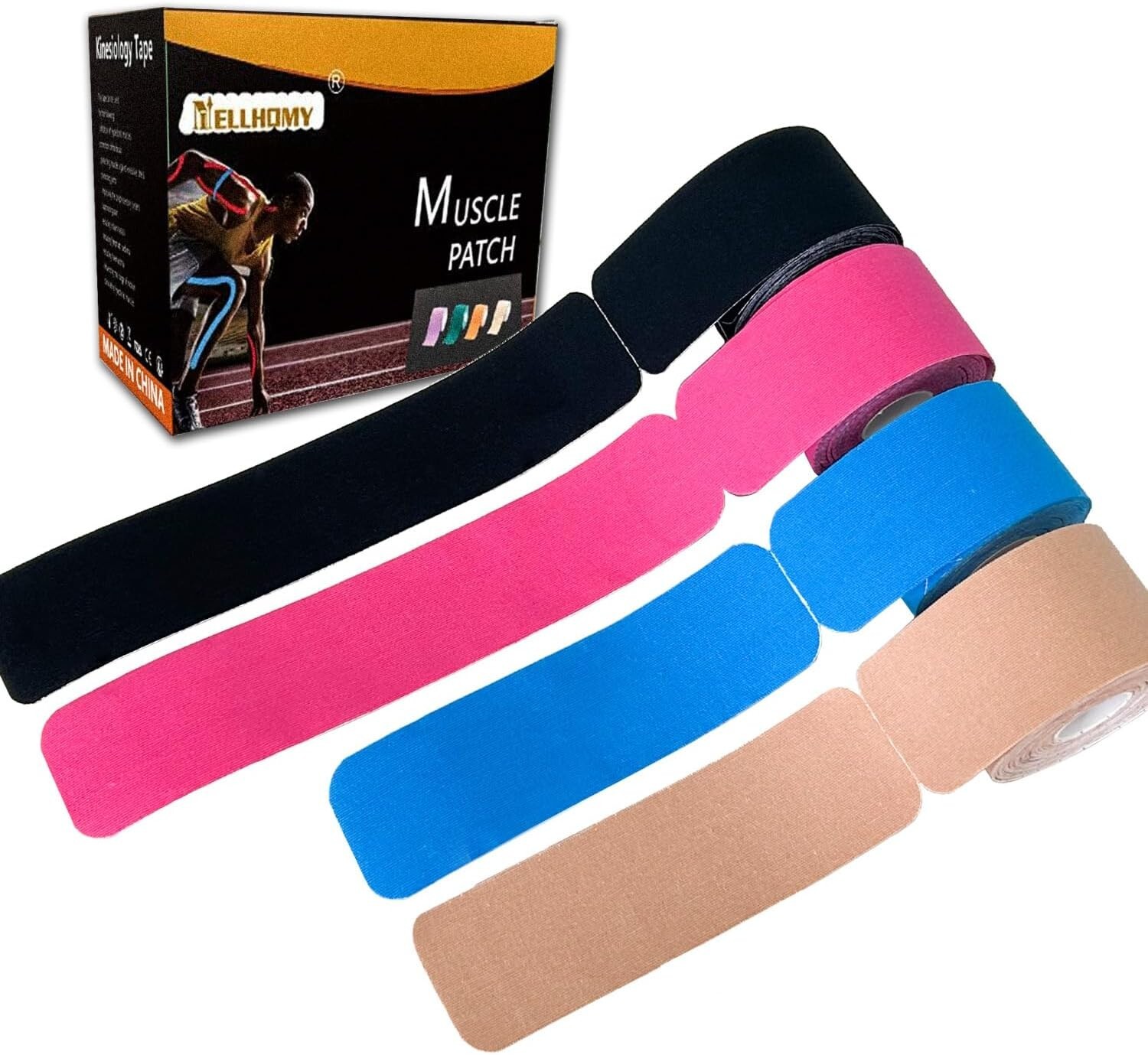 4 Rolls Kinesiology Tape Precut Original Cotton Elastic Athletic Tape,Muscle Tap
