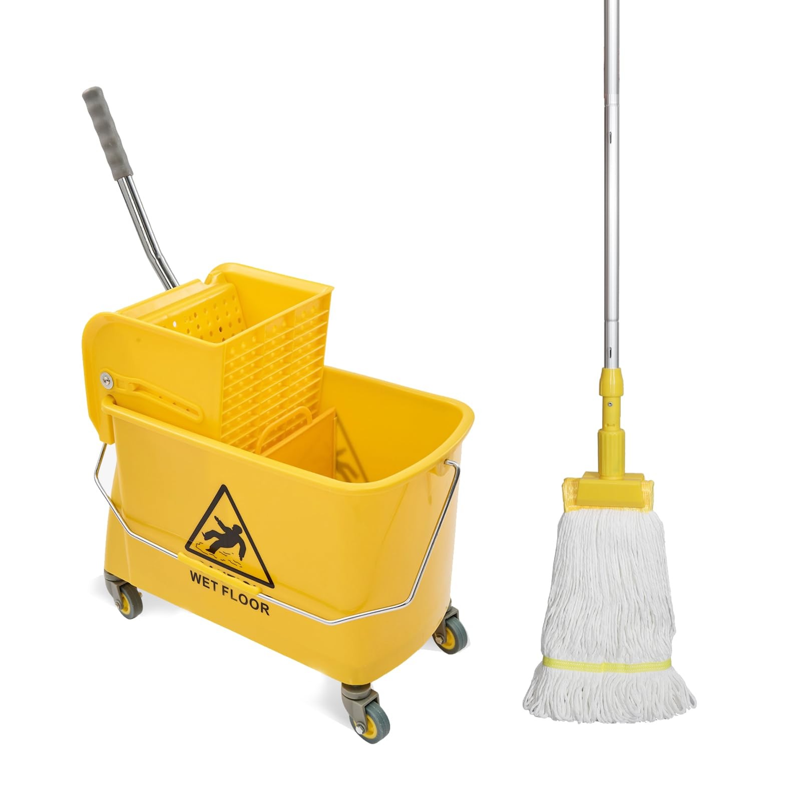 Mop Bucket Wringer 22Qt 5.5 Gallon Yellow Wheels Handle Midoneat Floor Cleaning