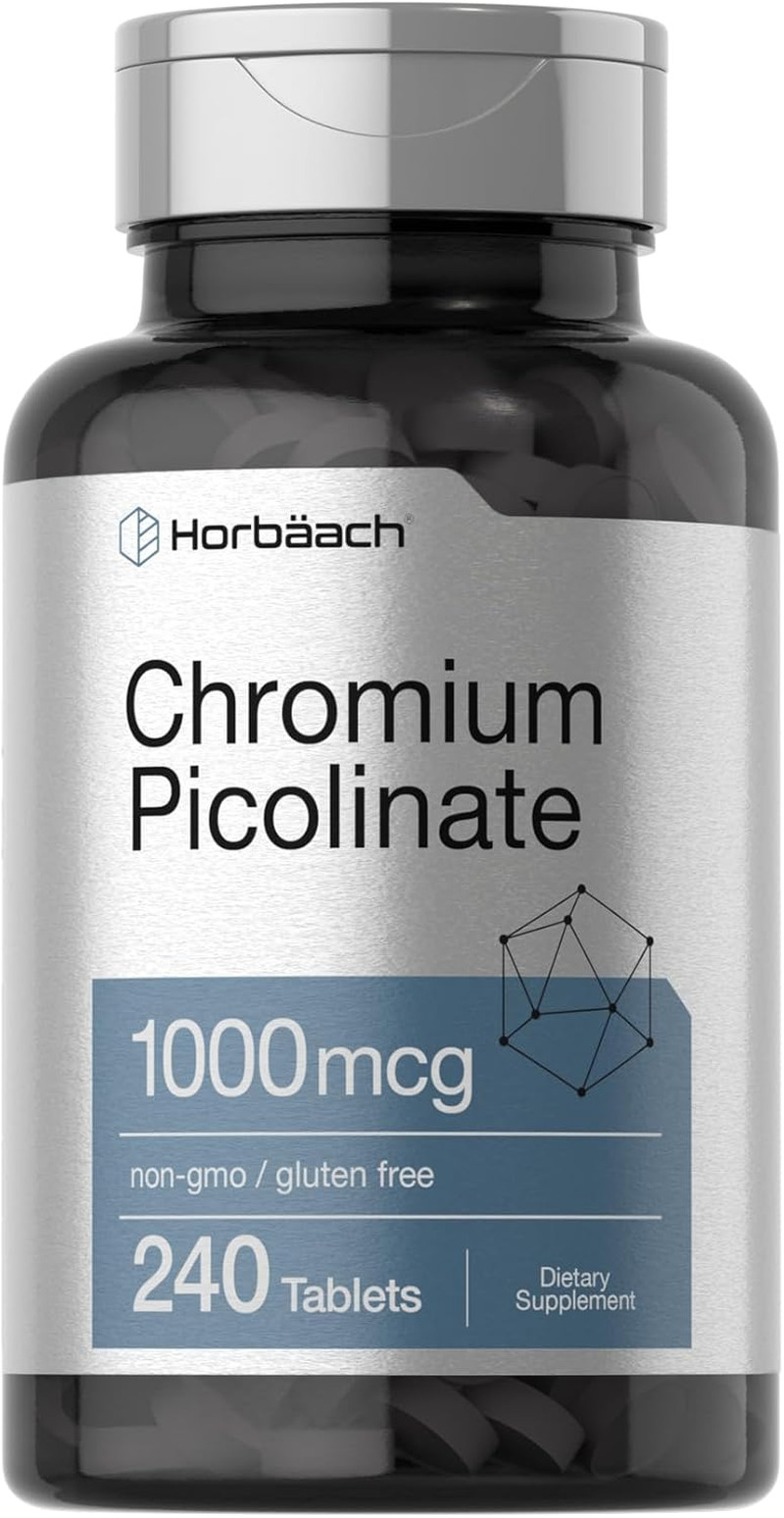 Picolinato de cromo 1000 mcg 240 tabletas fórmula vegetariana suplemento mineral