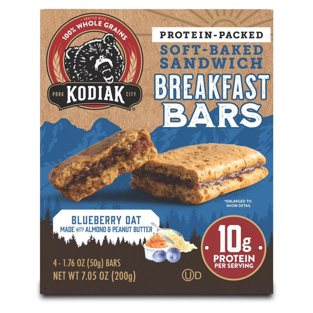 Kodiak Soft-Baked Sandwich Blueberry Oat Protein Breakfast Bars, 1.76 oz