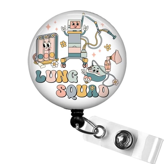 Respiratory Therapist Badge Reel – Lung Squad Retractable ID Standard, Multi