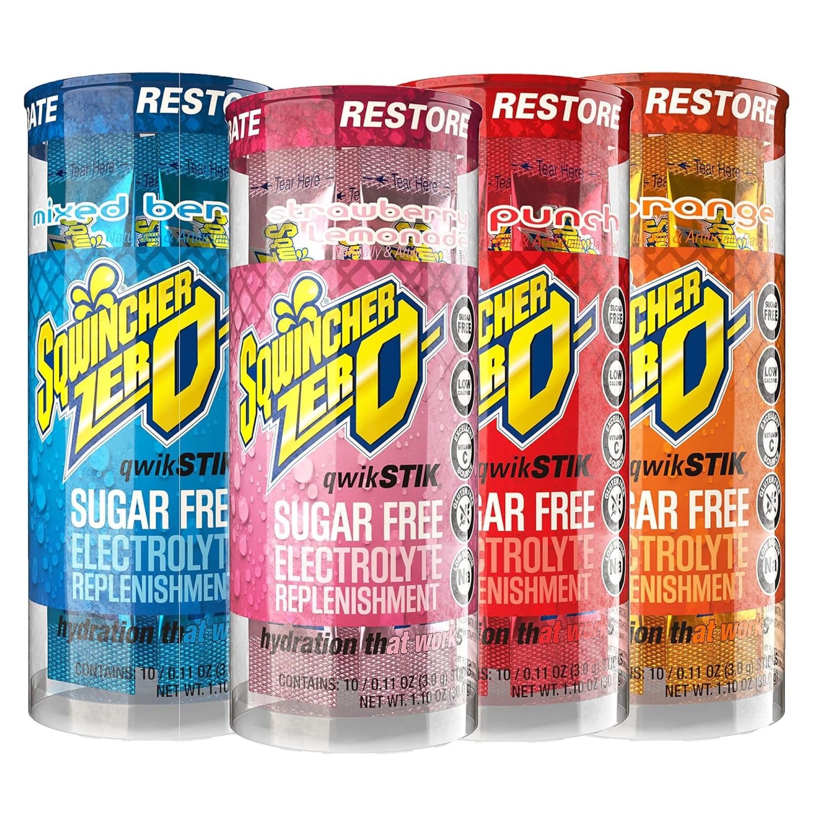 Electrolyte Powder Drink Mix Sugar Free Sqwincher Zero Qwik Stik Pack 200 Flavor