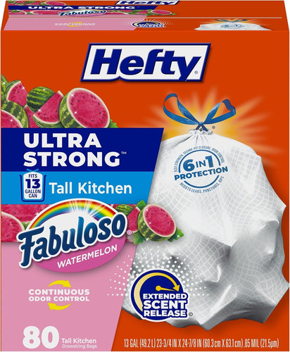 Hefty Ultra Strong 13 Gallon Trash Bags, Tall Kitchen 80 Count (Pack of 1)