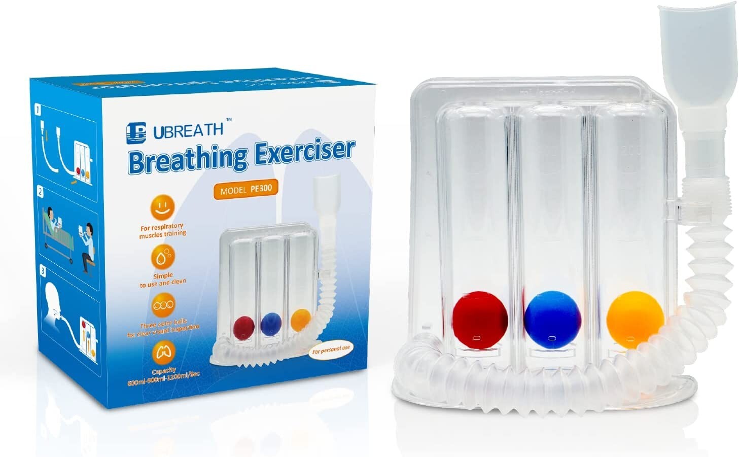 UB UBREATH Portable Deep Respiration sterile breathing device for lungs exercise