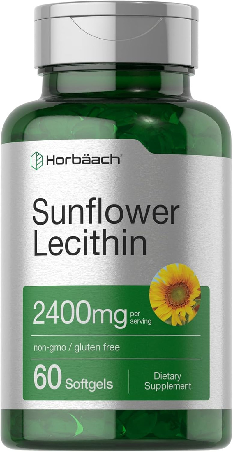 Lecitina de girasol 2400 mg 60 softgels fosfolípidos naturales de alta calidad