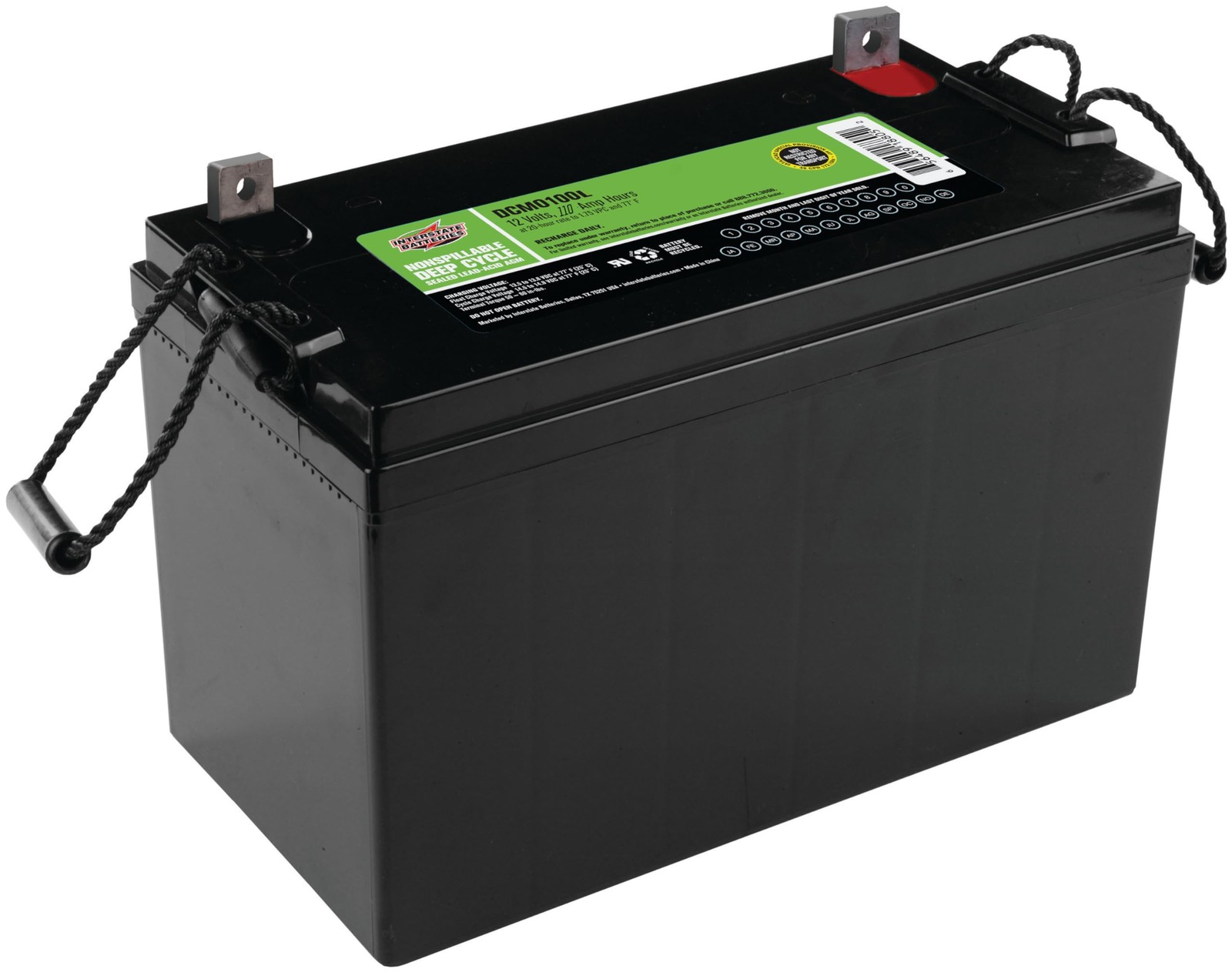 12V 100Ah Deep Cycle Battery L Terminal VRLA SLA AGM Interstate DCM0100L 110Ah