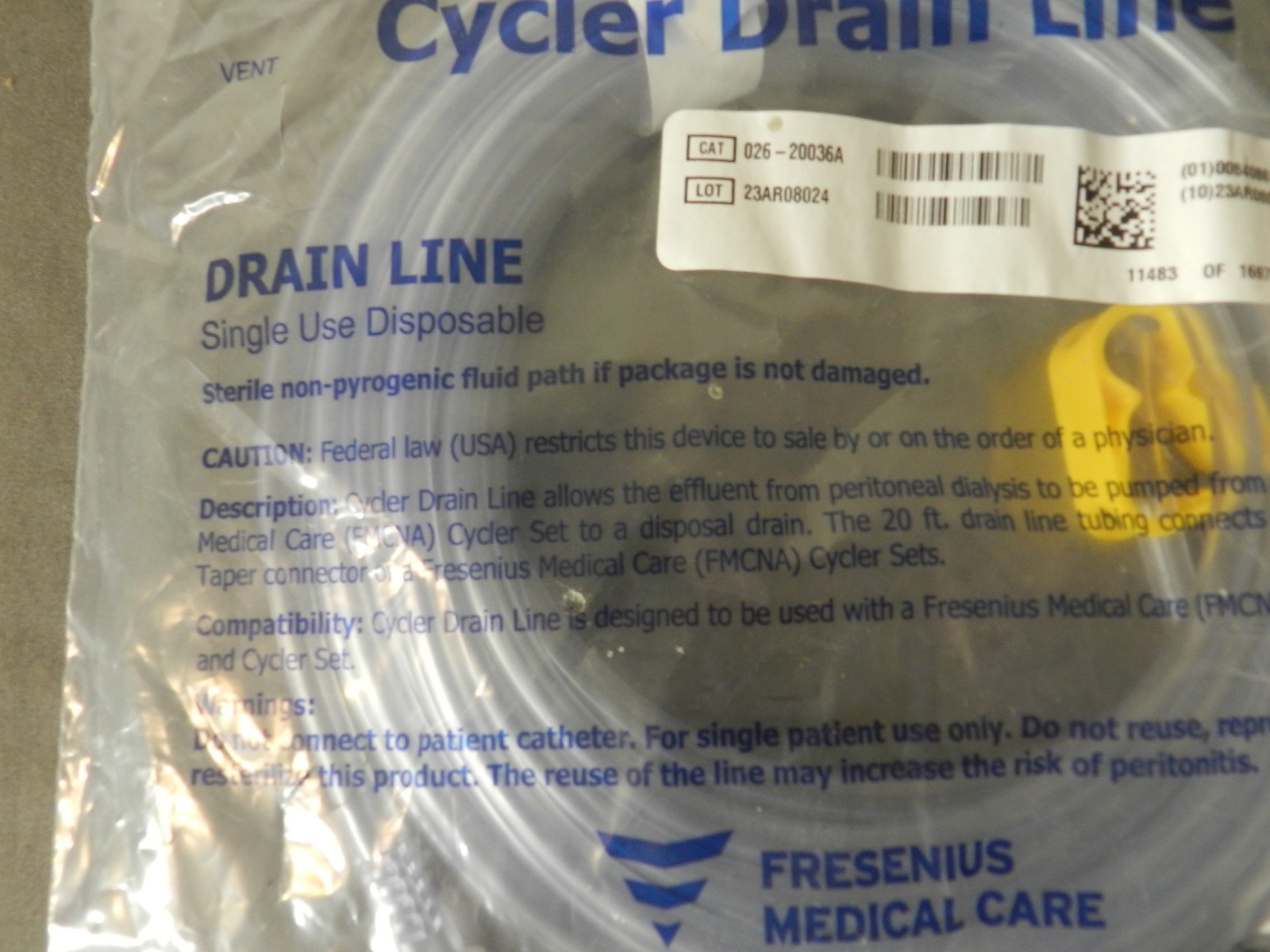Cycler Drain Line by Fresenius 026-20036A ~Sealed! -30-