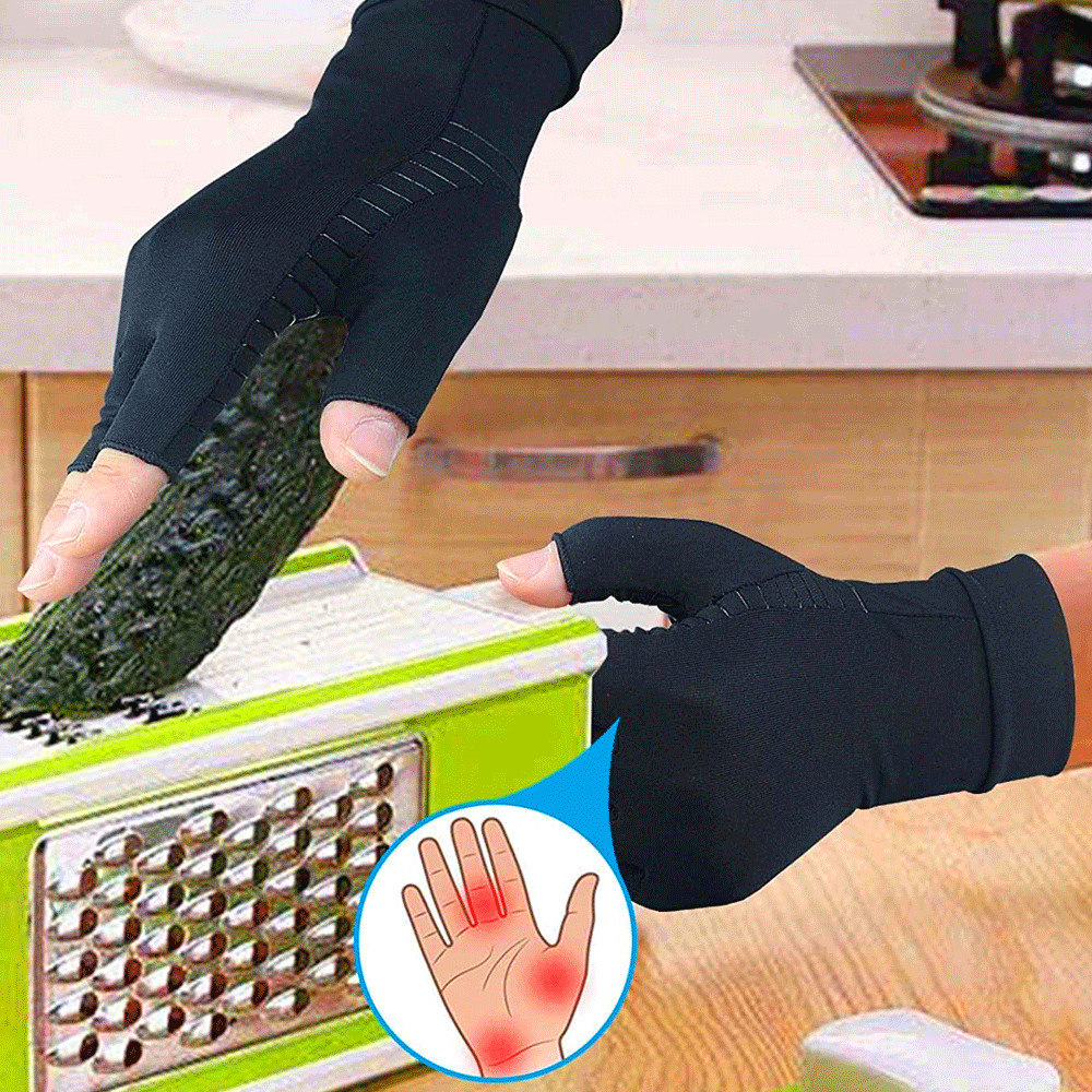 Copper Compression Gloves Arthritis Gym Carpal Tunnel Hand Wrist Braces Support