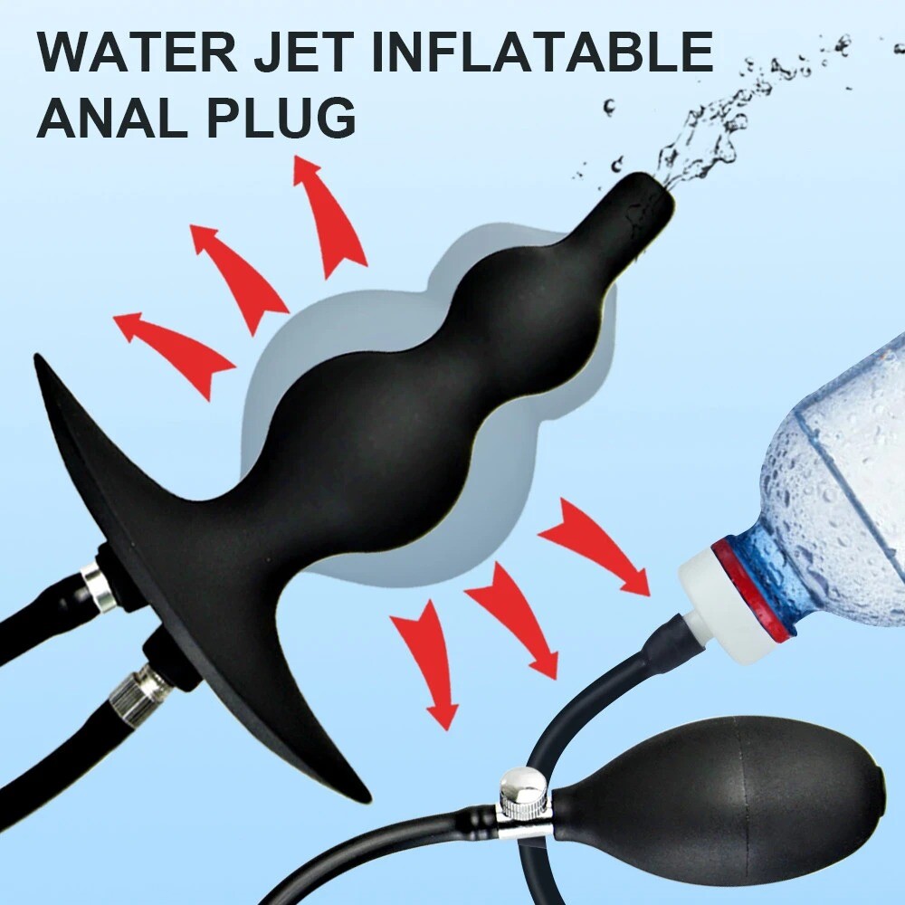 Silicone Huge Inflatable Bondage Pump Spreader Expander Cleaner Plug Male BDSM
