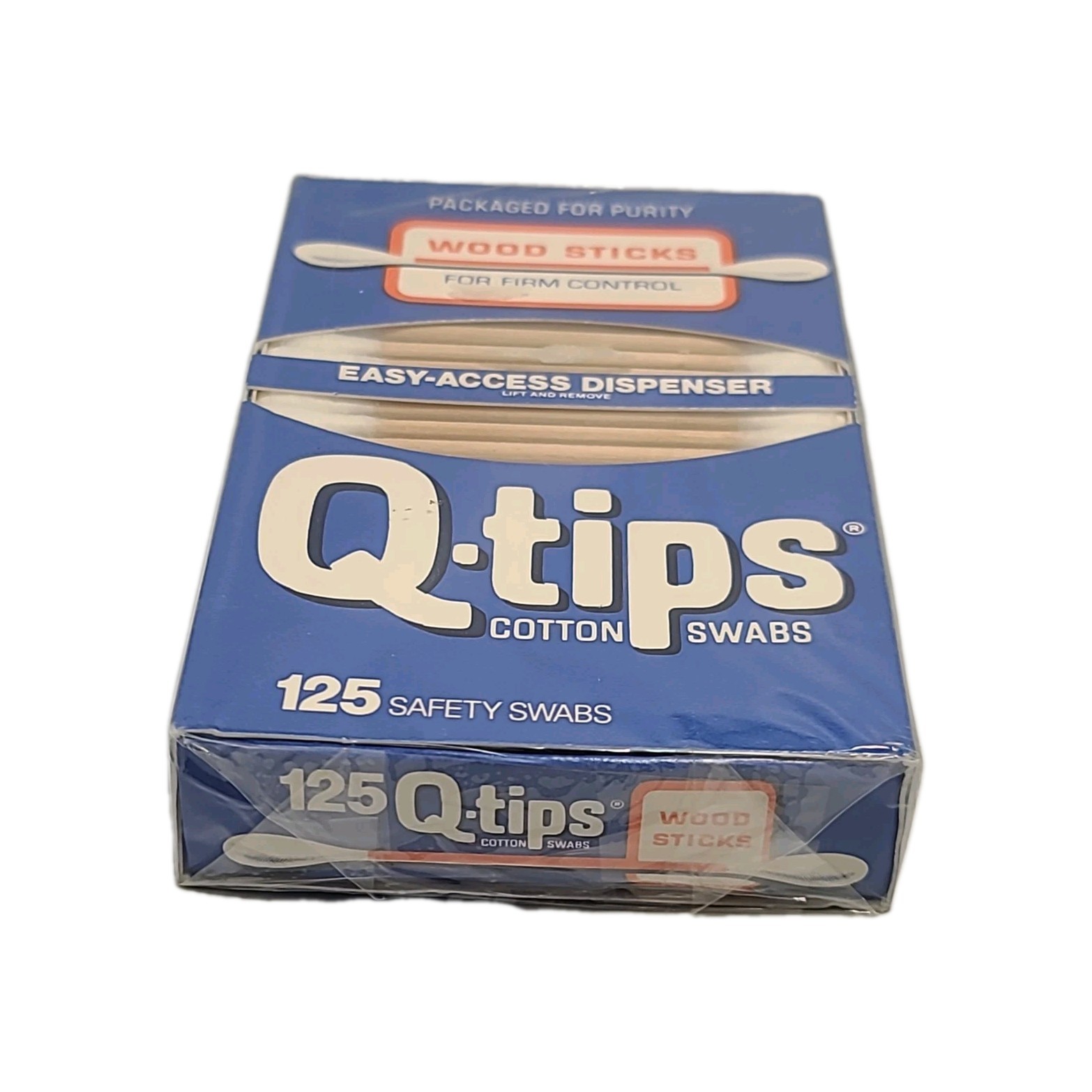 ( LOT OF 2 ) Vintage Q-TIPS • WOOD STICKS• 125 COTTON SWABS Each • SEALED Q-Tips