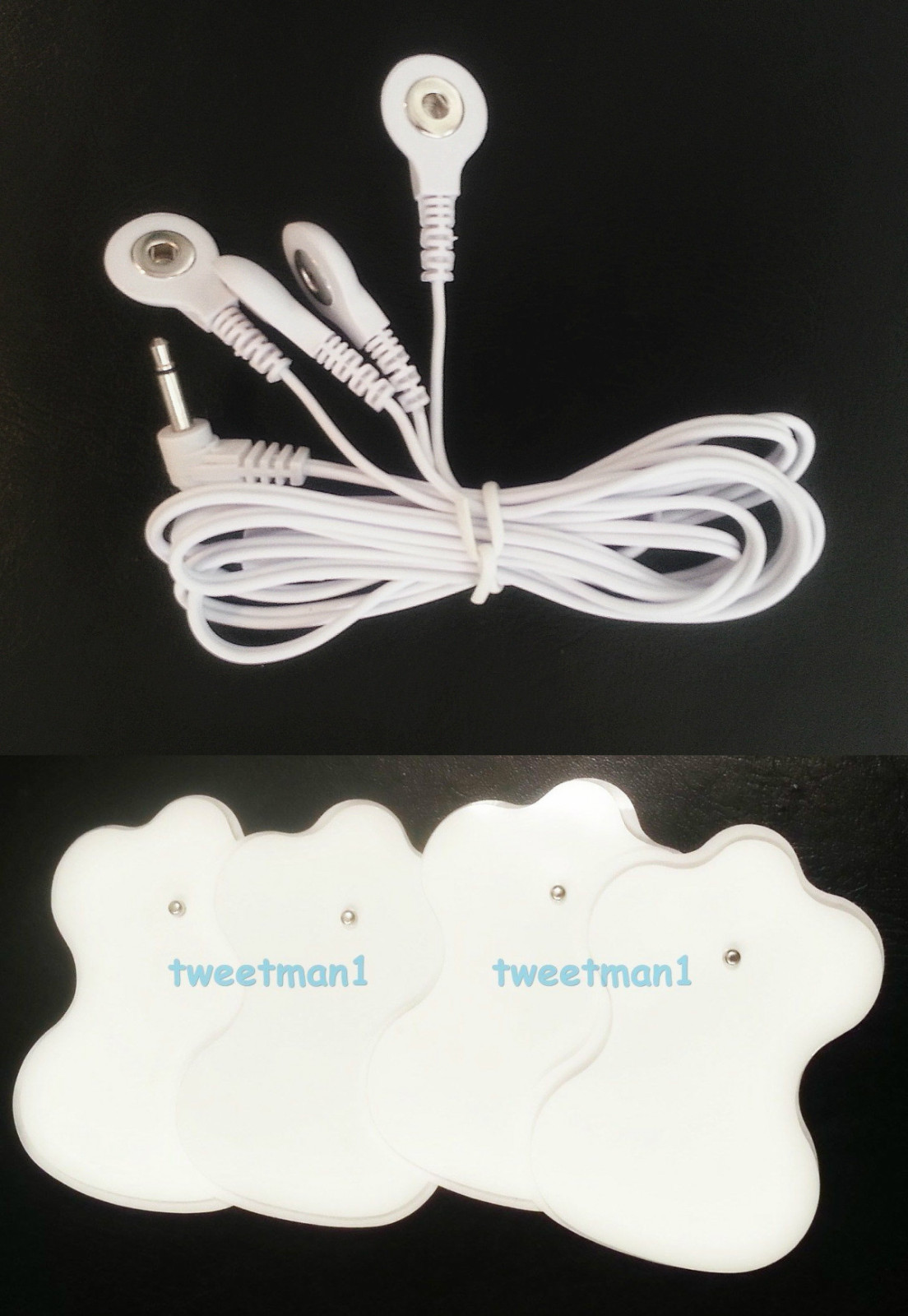 OMRON PM3030-Compatible QUAD 4 SNAP Lead Wire w/ 4 ELECTROTHERAPY PADS