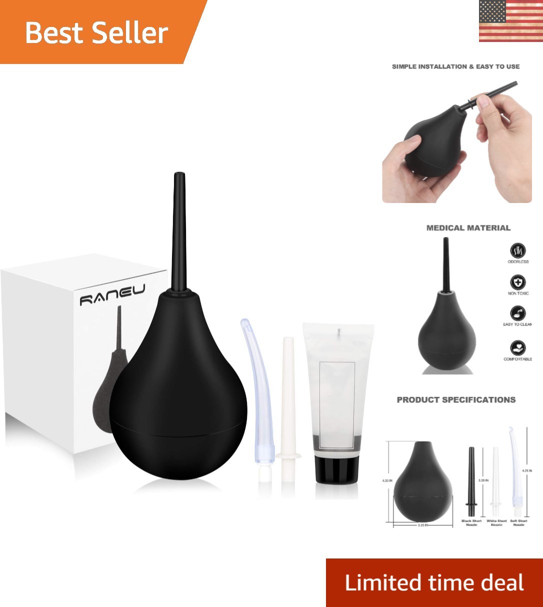 Complete Enema Douche Kit for Optimal Hygiene – 3 Interchangeable Nozzles