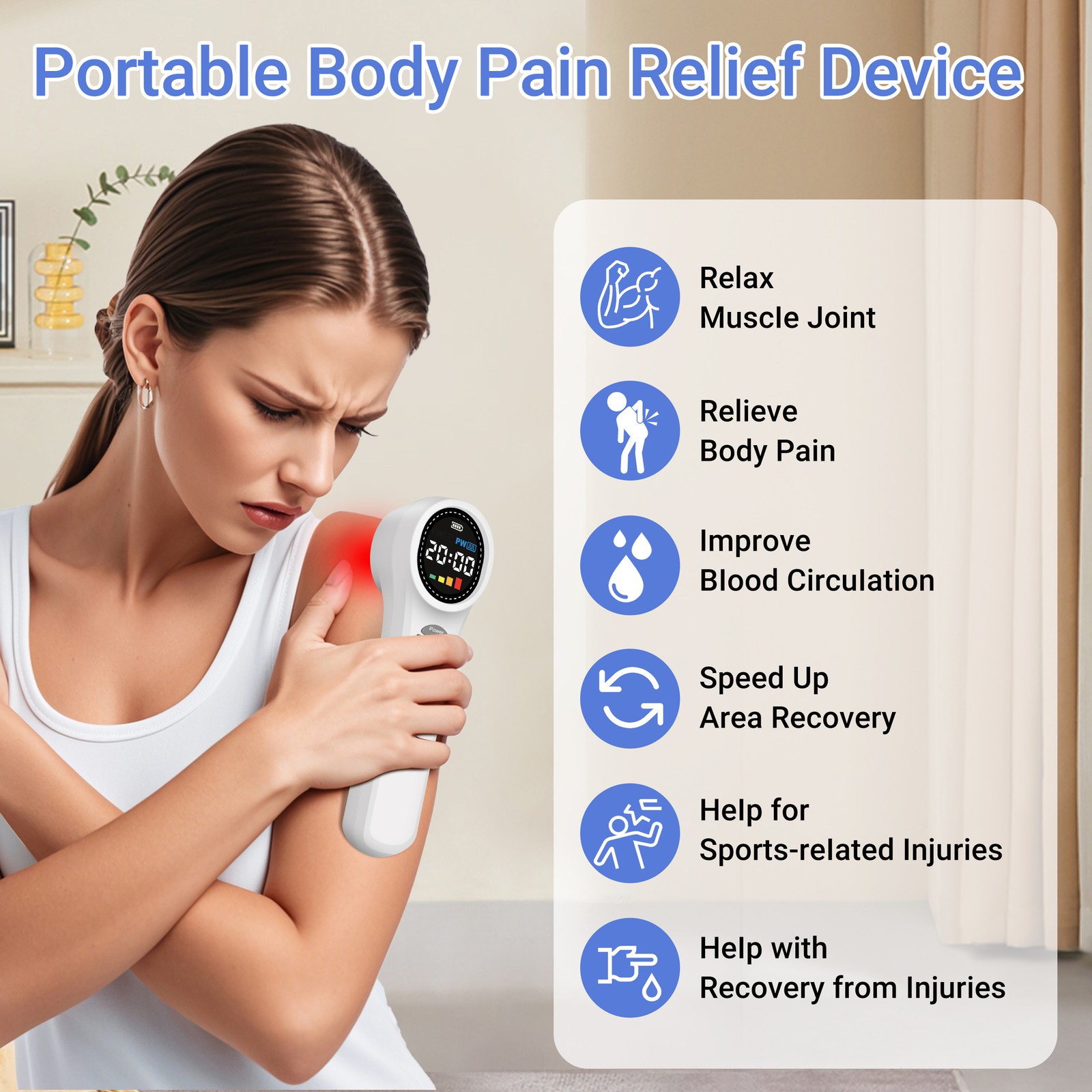 Professional Cold Laser Therapy Device 1760mW Red Light for Chronic Pain Relief