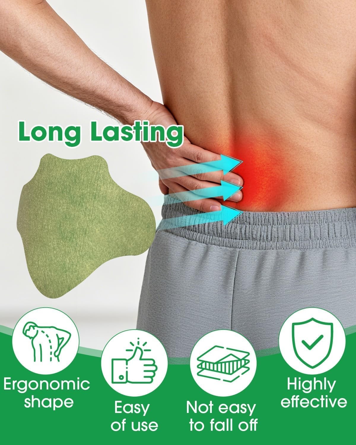 HOOPOES Back Pain Relief Patches – Herbal Hot & Cold Therapy, 10 Patches