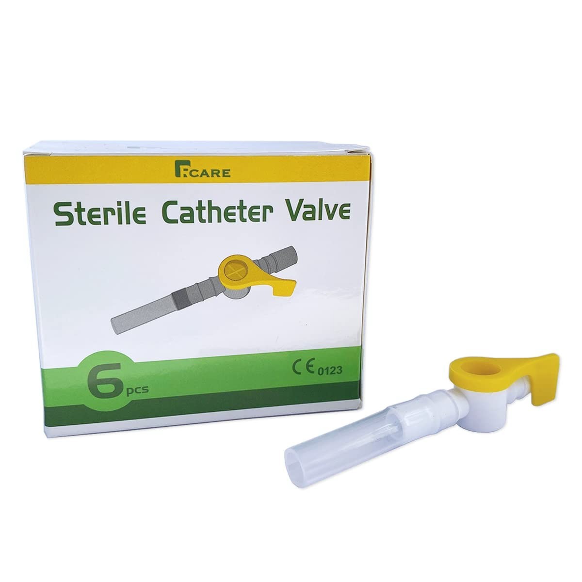 RCARE Catheter Valves (Pack of 6), Urine Drainage Bag Valve, Yellow (3 Open)