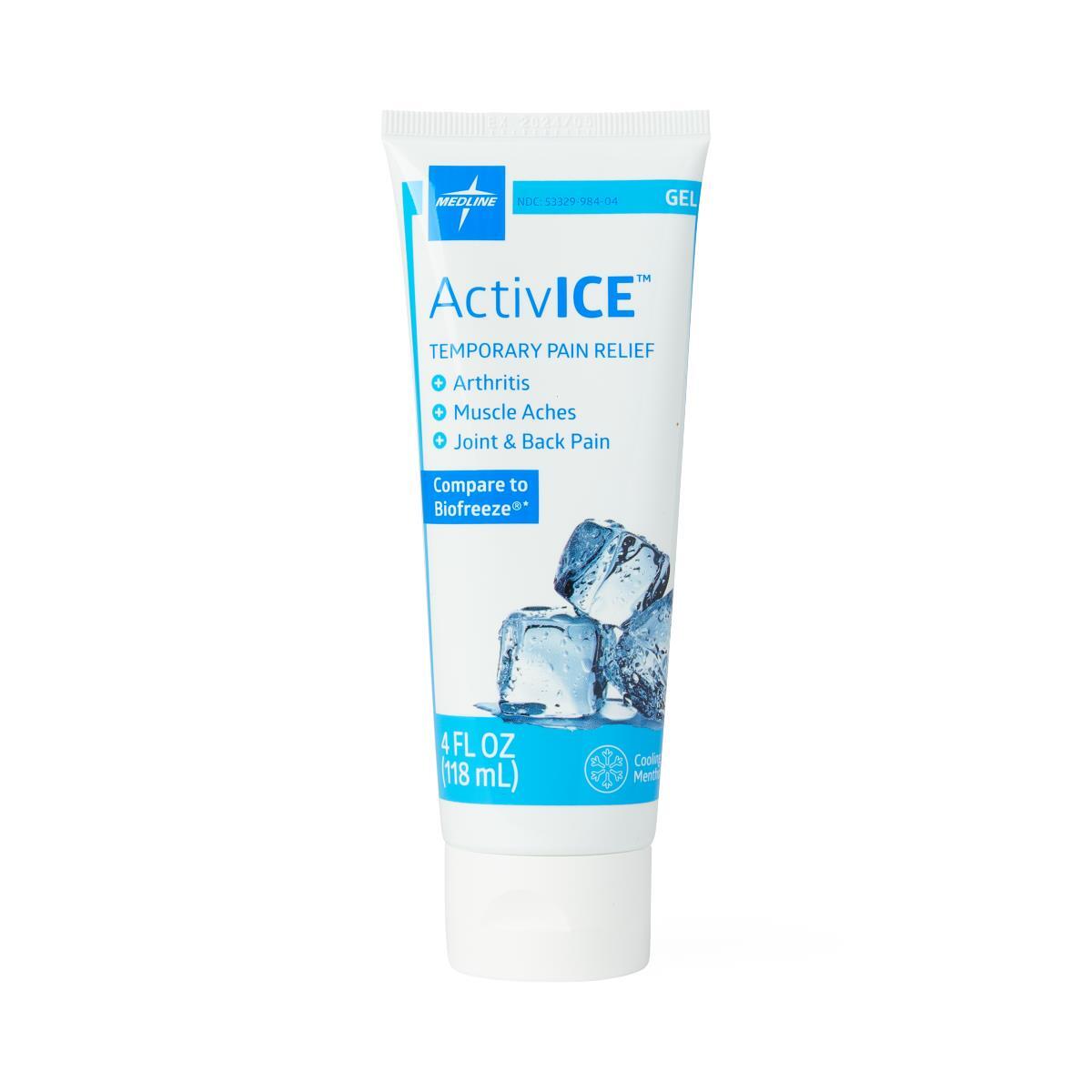 ActivICE Topical Pain Reliever Gel Tube, 4-oz., Case of 24
