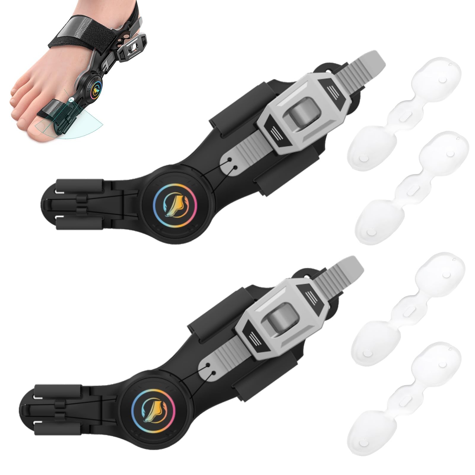 Bunion Corrector Orthopedic Big Toe Straightener Adjustable Splint 2PCS Black