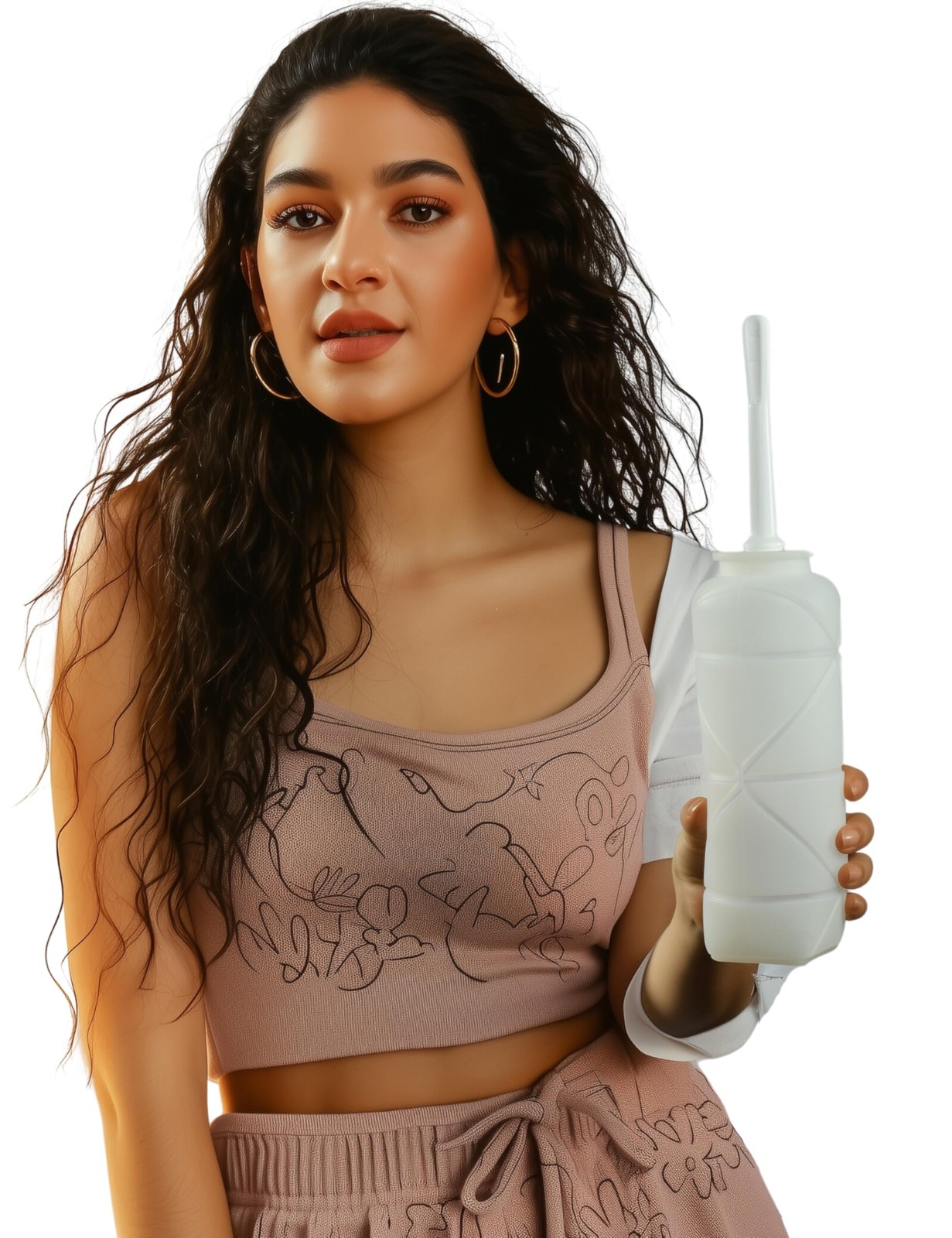 Foldable Compact Silicone Travel Douche Bottle Kit Reusable 24 FL OZ White 1 PCS