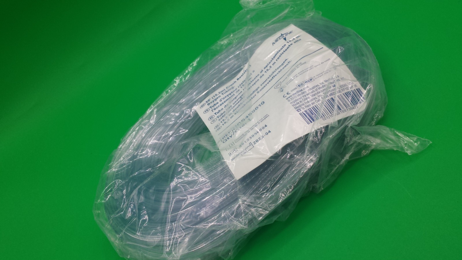 Clear Crush-Resistant Oxygen Tubing 50′ Standard Connector HCS455010