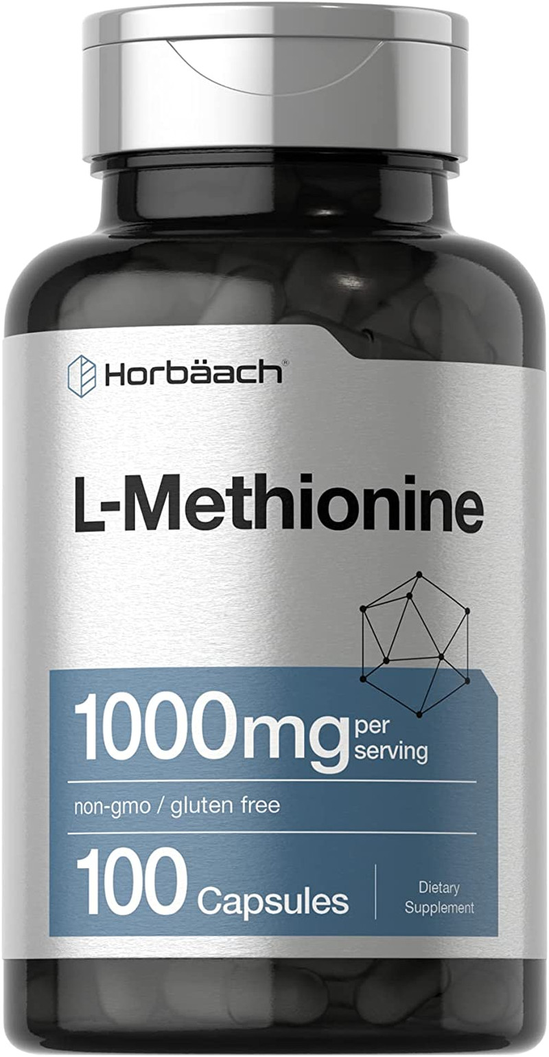 L-metionina 1000 mg 100 cápsulas suplemento de aminoácido libre sin GMO ni glute