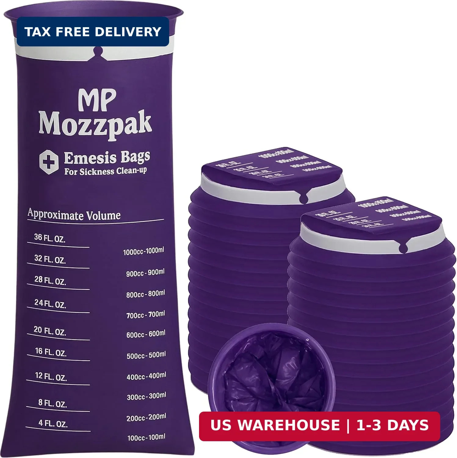 Vomit Bags Disposable 50 Pack – 1000ml Emesis Bags, Leak-Proof Barf B