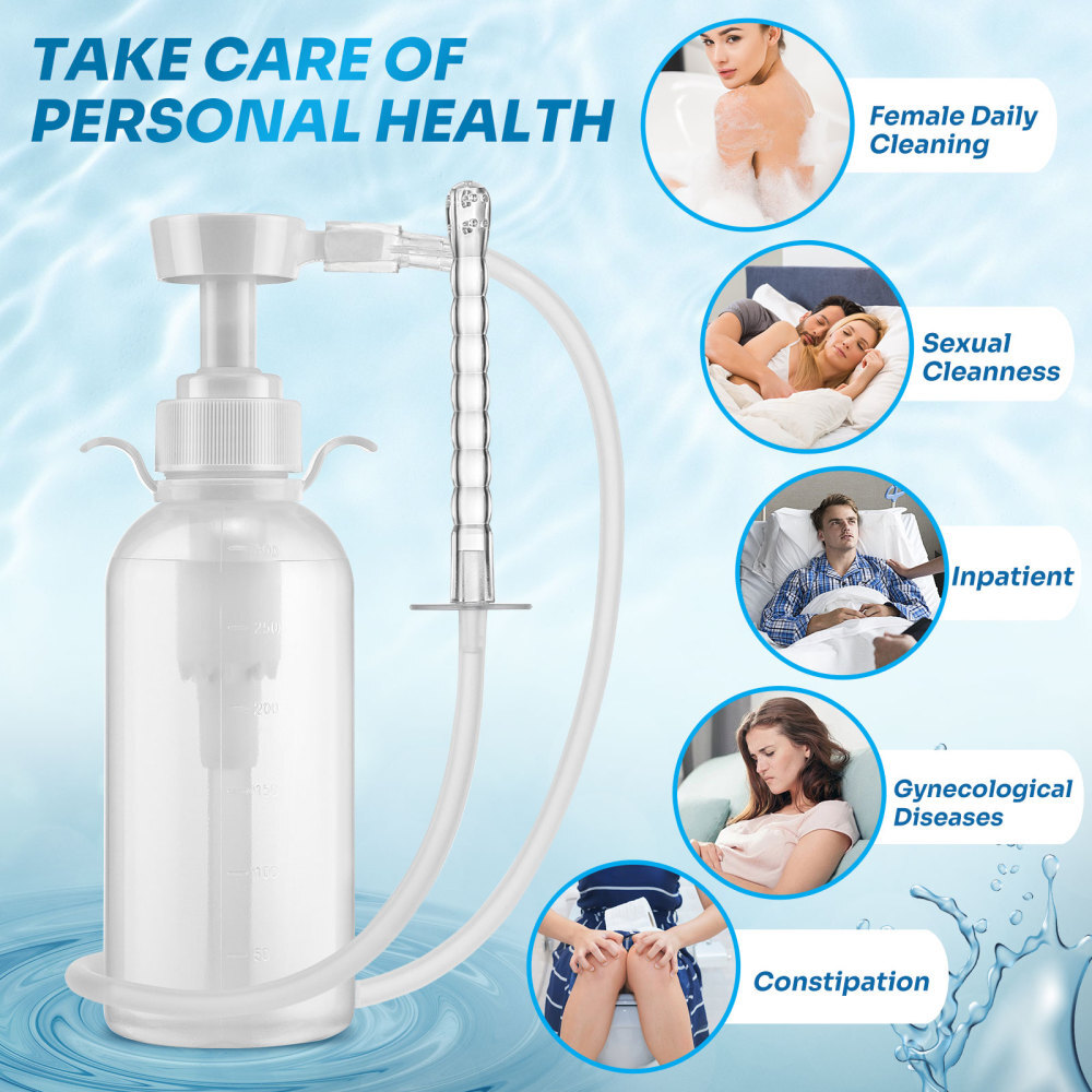 300ml Douche Enema Pump Anal Vaginal Colon Rectal Cleaner Enema Bag Bottle Kit