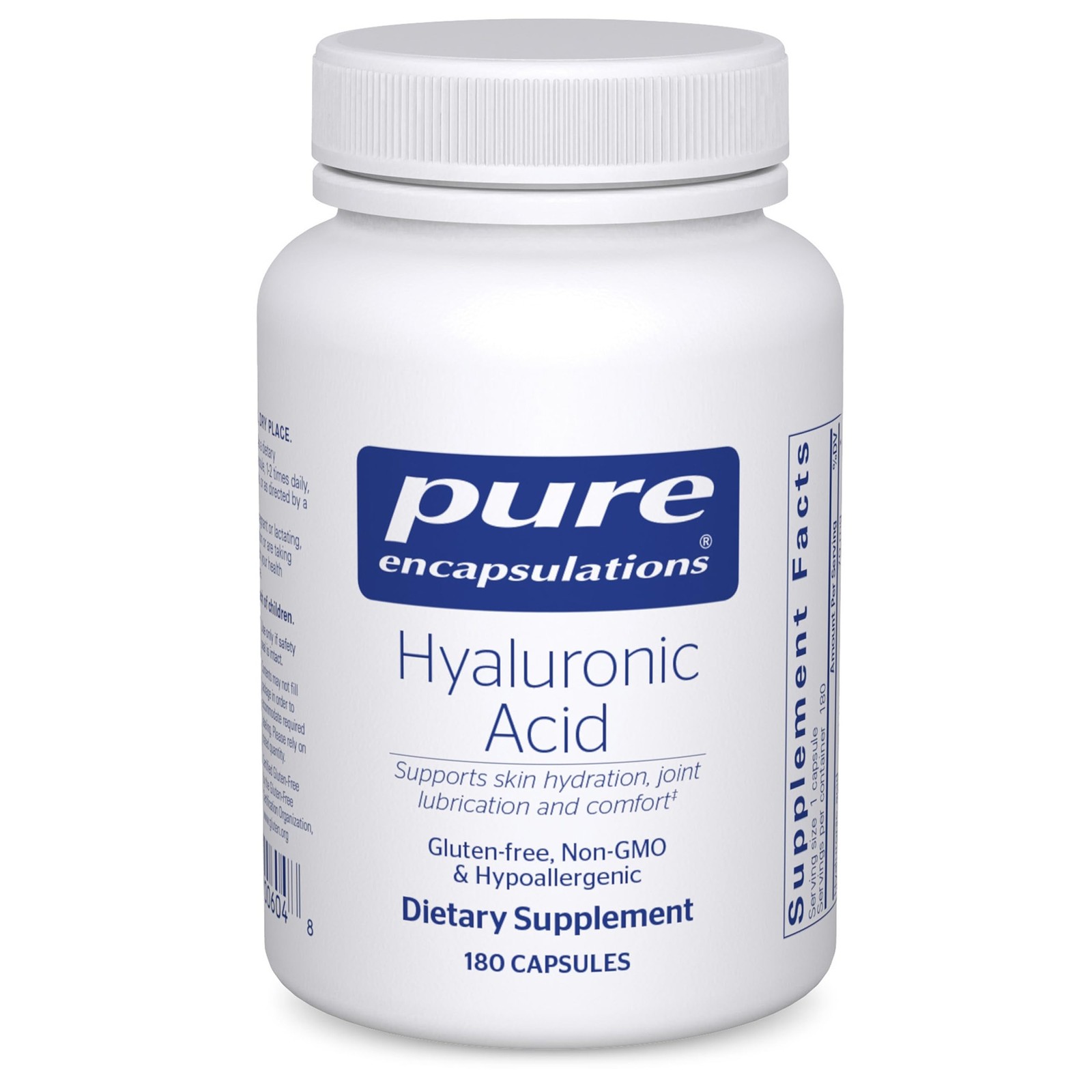 Hyaluronic Acid 180 Capsules Skin Hydration Joint Support Vegan Non GMO Pure