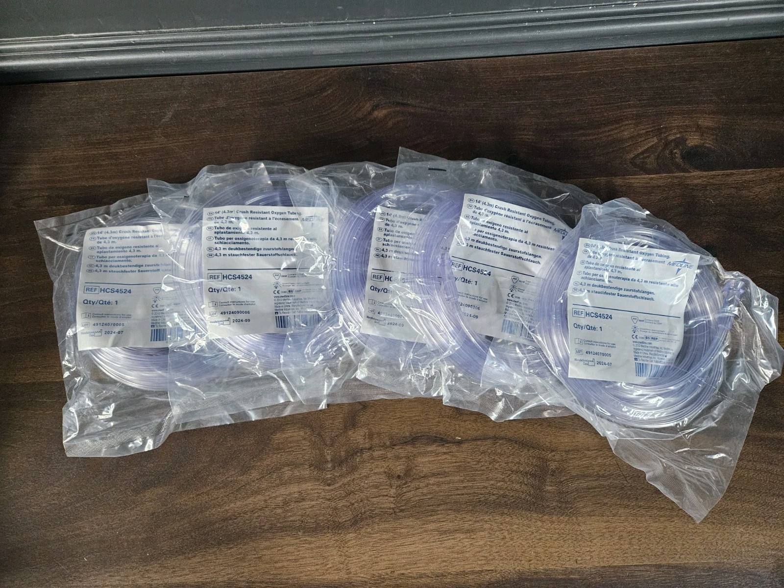 5 NEW Medline 14′ feet Oxygen Supply Tubing Clear Crush Resistant Medical Lot