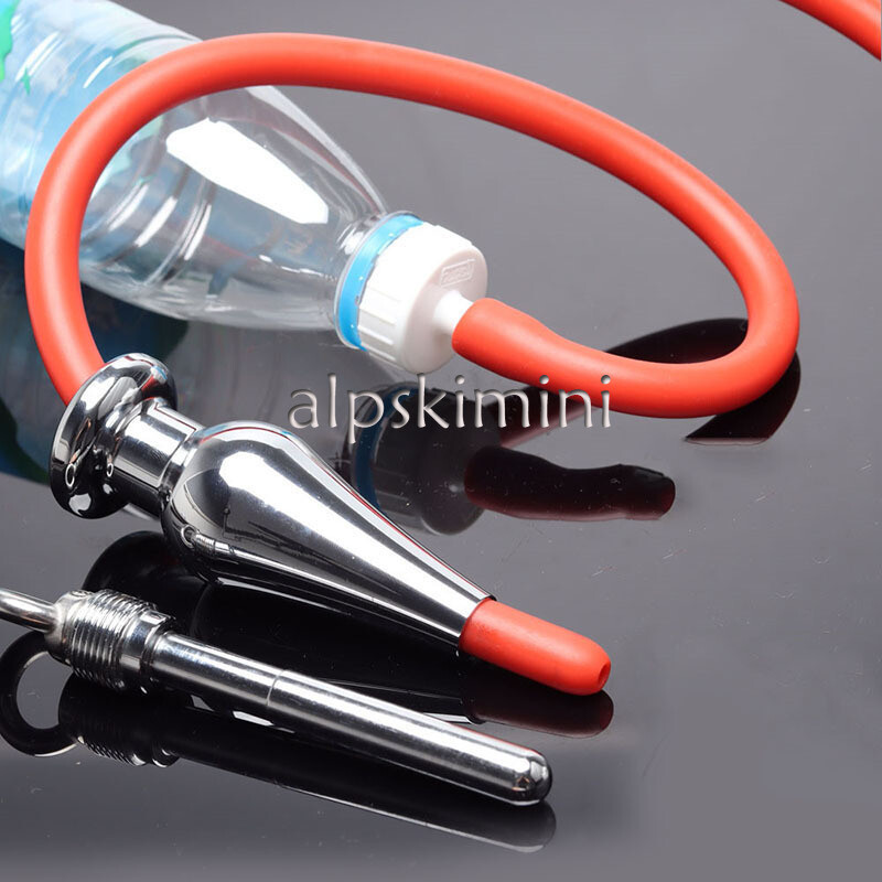 1 Set Douche Stainless Steel Anal Cleaning Enema Shower with 50cm Silicone Tube