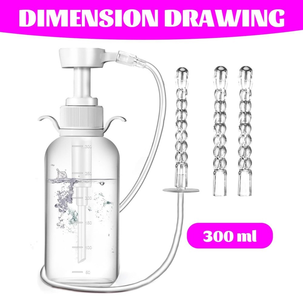 300ml Pump Action Douche Enema Bottle with Nozzle Vaginal Anal Clean Tool Kit