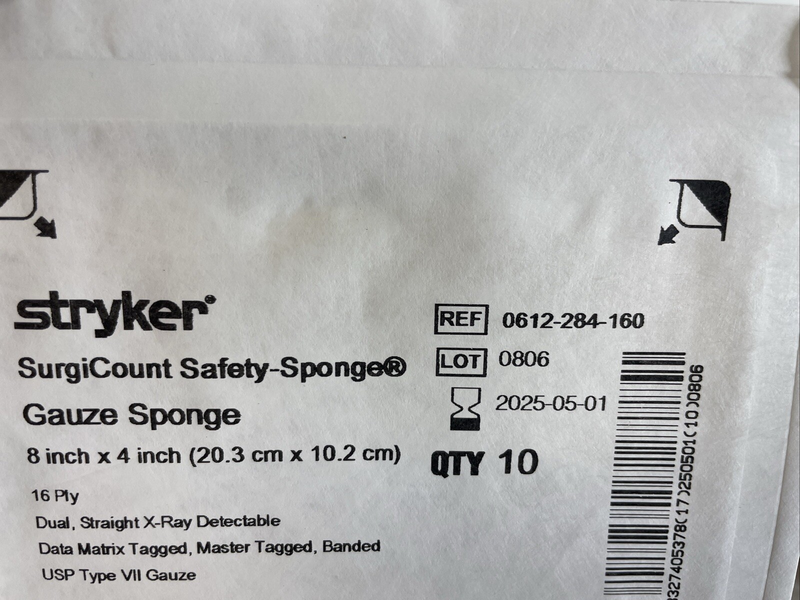 Safety Sponge Gauze 8″ x 4″ (10 SPONGE-EACH PK)