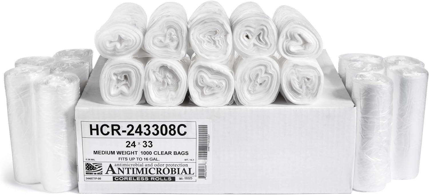 Aluf Plastics High Density Trash Bags, 16 1000 Count (Pack of 1), Clear