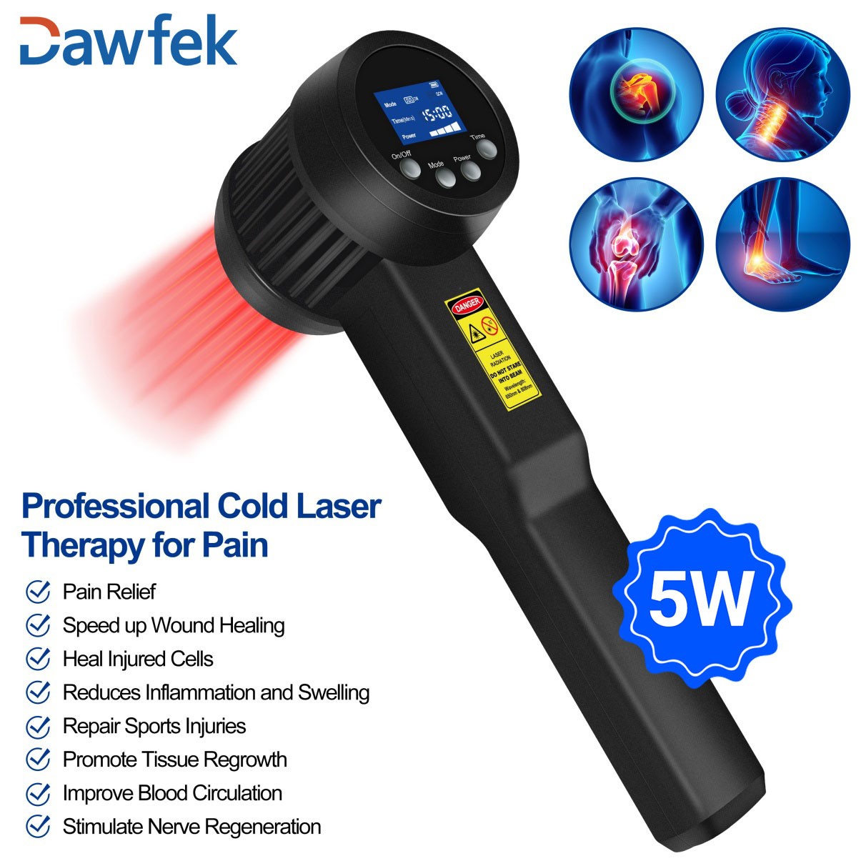 Laser Therapy Device 5W 650nm 808nm Infrared Light Soothe Aches Promote Healing