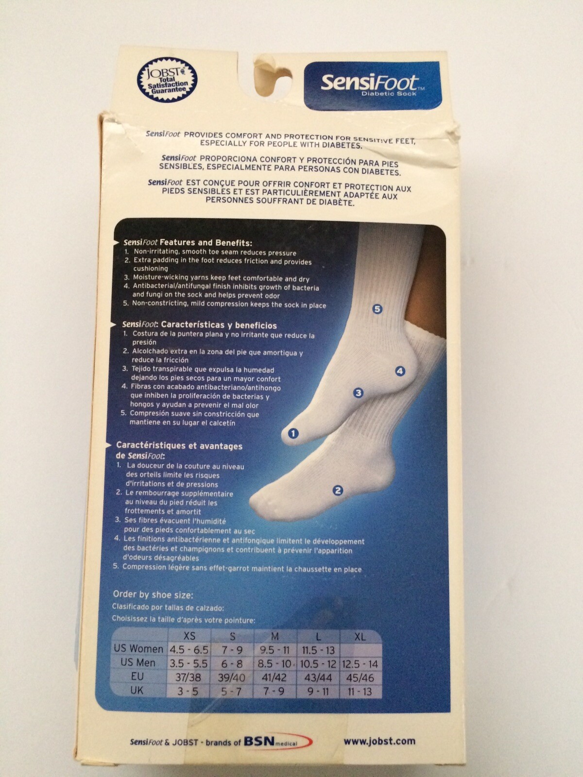 JOBST SensiFoot Diabetic Socks (Comfort and Protect for Sensitive Feet)= X-Small