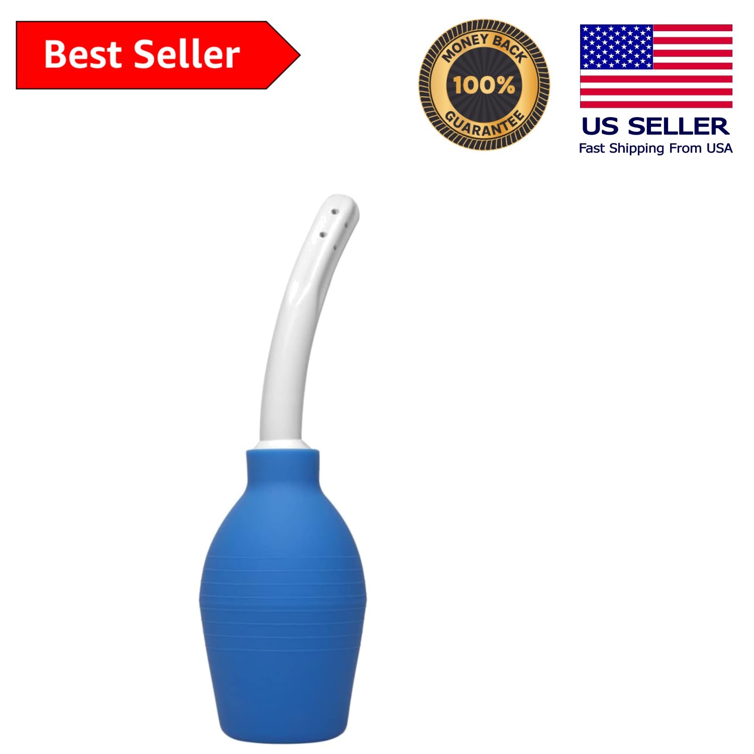 10oz Blue Personal Cleansing Douche with Long Nozzle for Effective Use