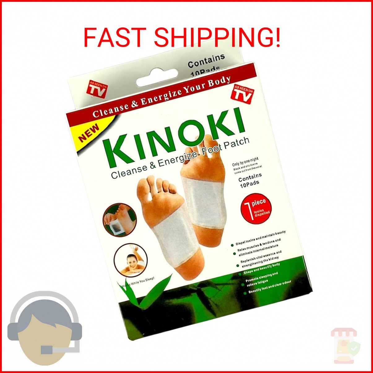 Kinoki Premium Natural Foot Patches – 10 Adhesive Pads for Foot Pain Relief & Od